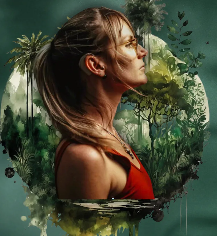 ID: Profile photo of Summer, embedded in a ecosphere- a reminder of the interconnectedness.