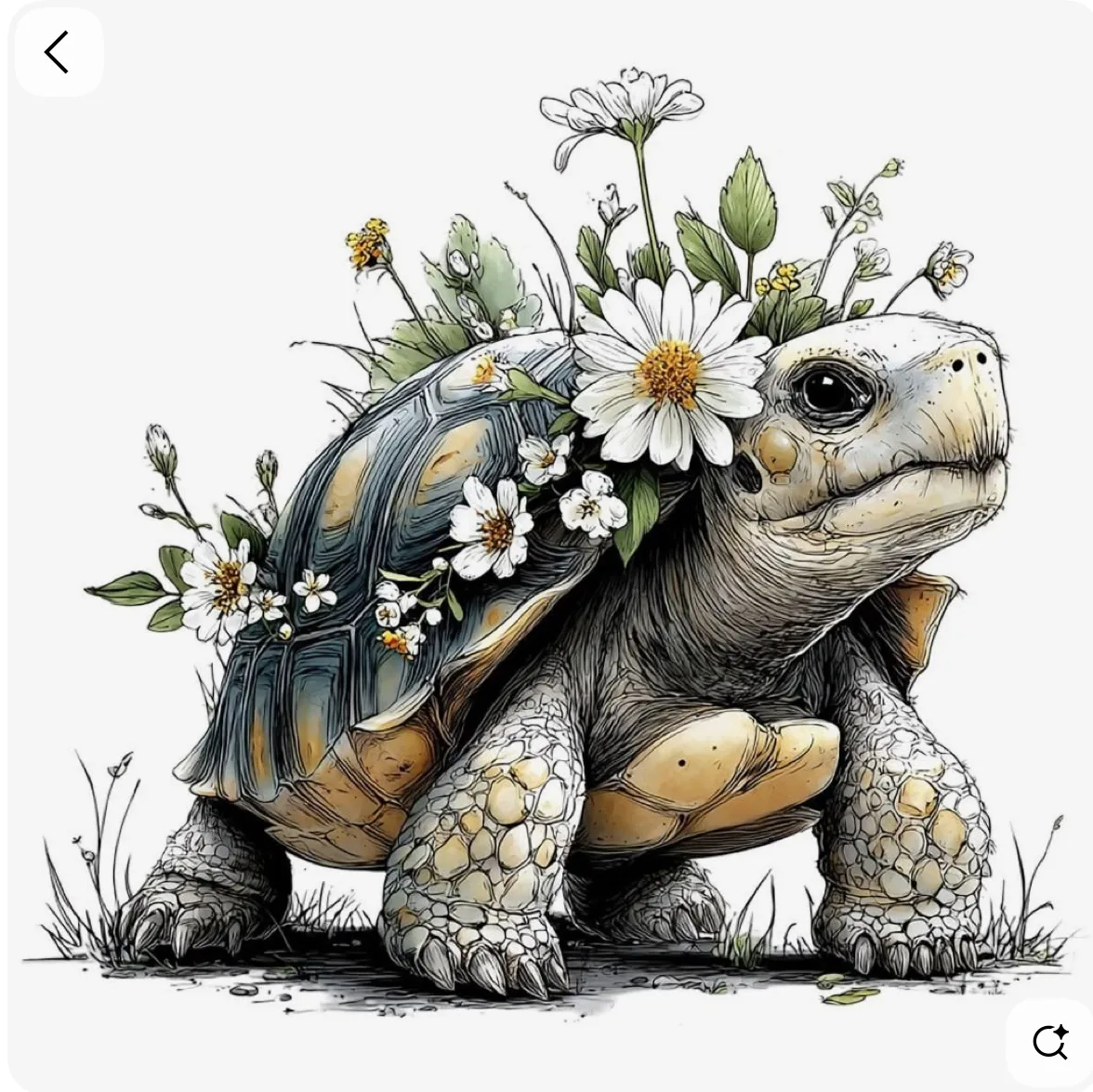 Image of turtle with wildflowers